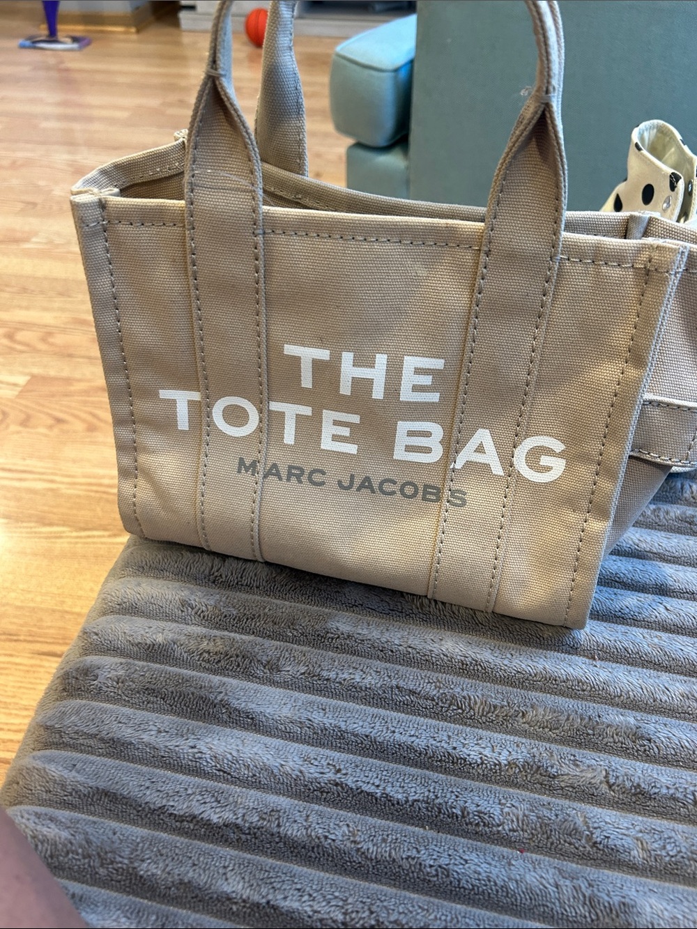 Marc Jacobs Beige Canvas Tote with White Logo